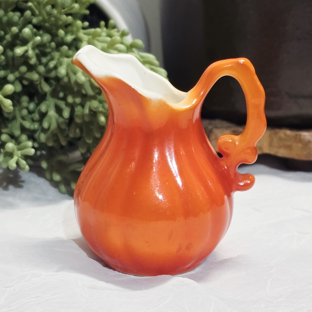Vibrant Orange Mini Ceramic Pitcher 1480